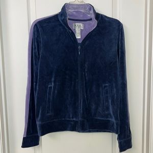 New York Laundry Small navy blue Velour jacket NWT